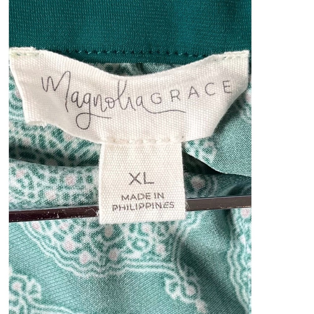 Magnolia Grace Teal Green Damask Medallion Split Neck Shift‎ Dress Womens XL - Picture 6 of 6
